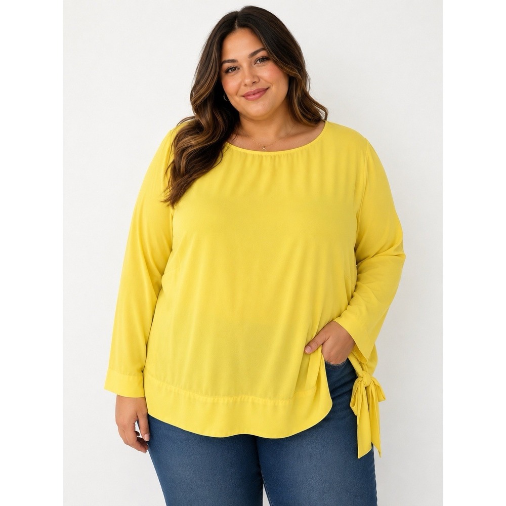 Talbot's‎ Women's Yellow Long Sleeve Blouse With Tie  Size 16W